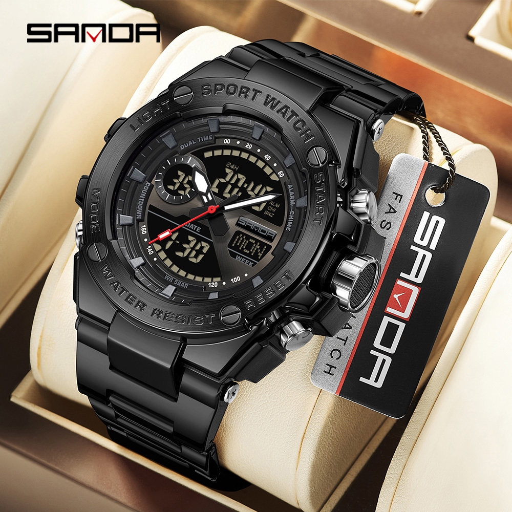 SANDA 3363 Luxury Junior High School Student Electronic Watch Cool ...