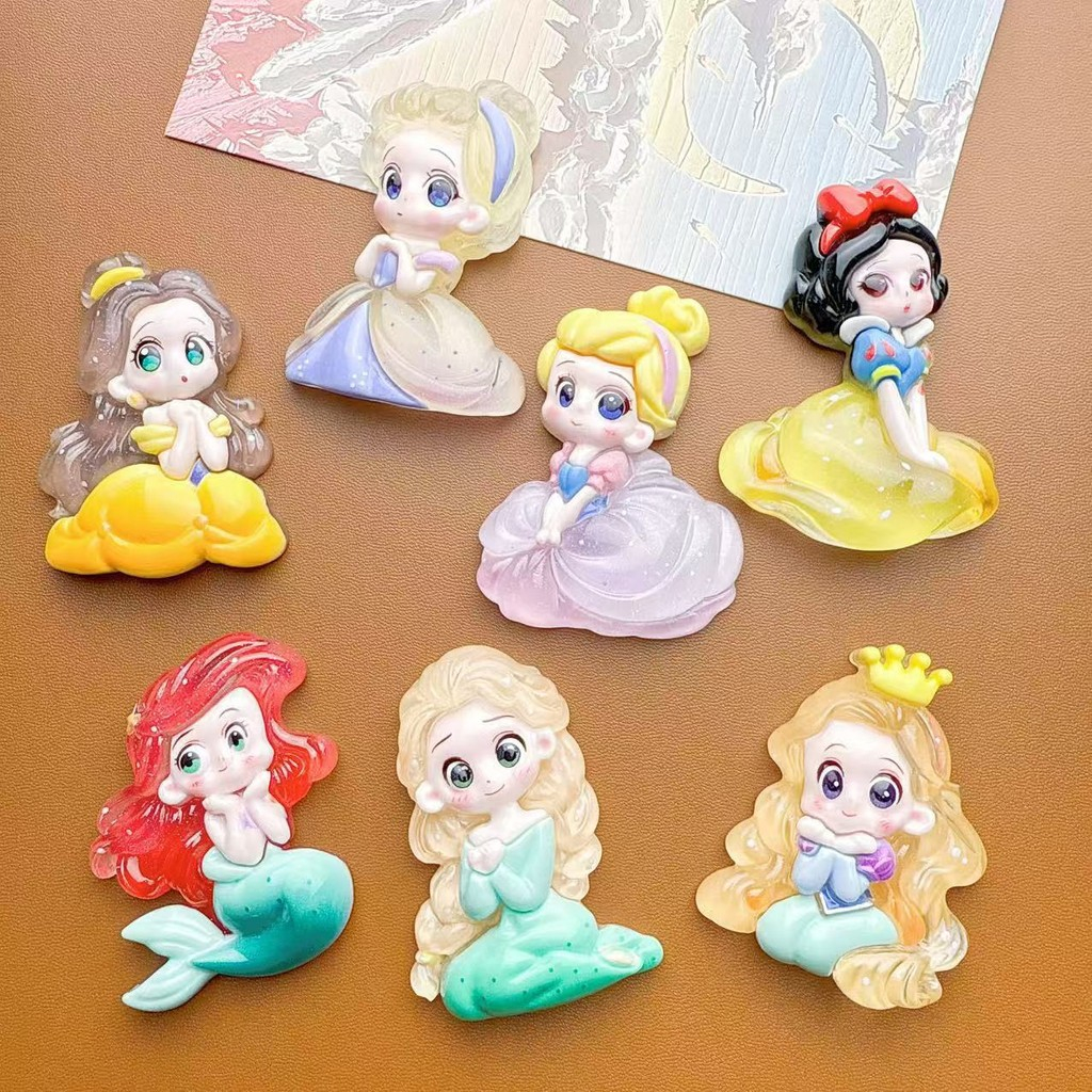 7pcs Luminous Glow Princess Big Size Resin Charms for DIY(1-351 ...