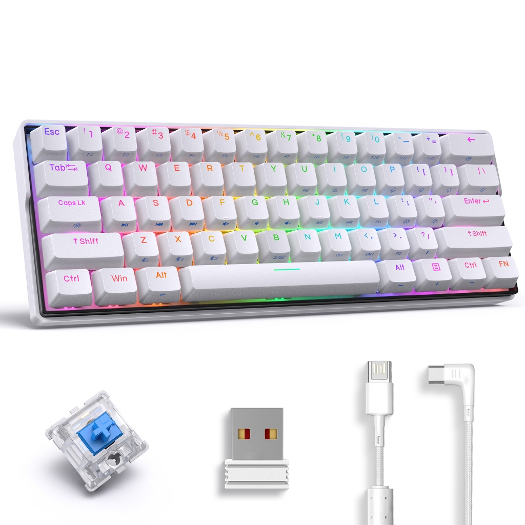 kemove DK61 hot swappable RGB backlit wireless mechanical gaming ...