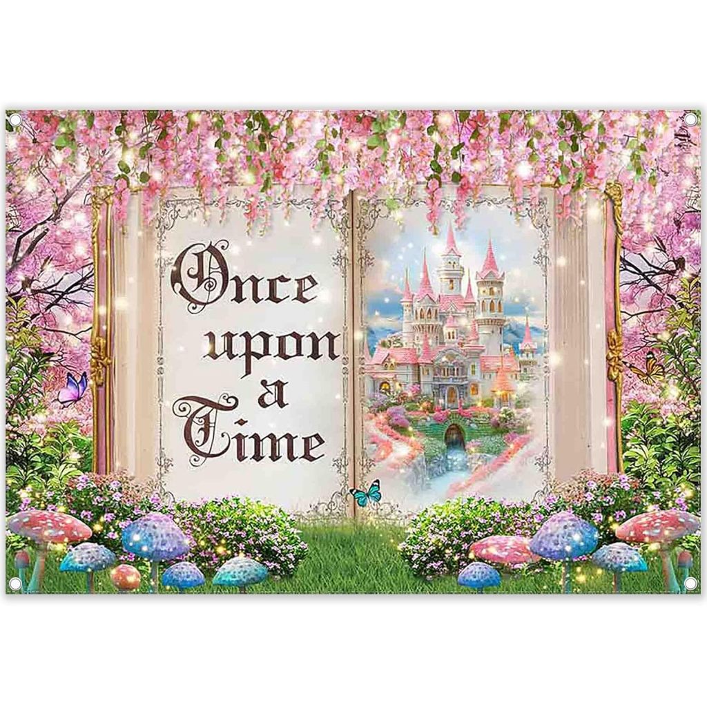 7x5ft Fairy Tale Books Photography Backdrop Princess Castle Pink Floral ...