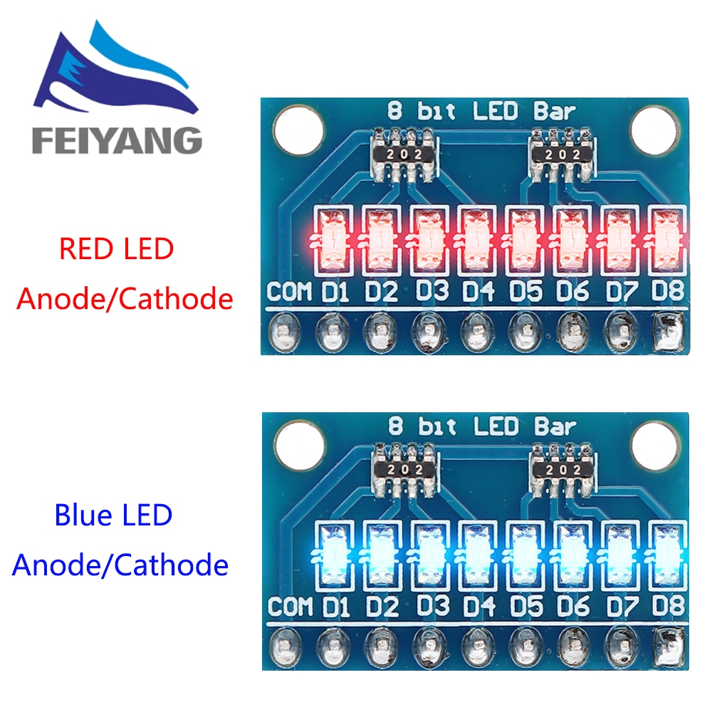 thumbnail image 2 of 8-Bit Blue/Red LED Indicator Bar Module DIY Kit For Arduino NANO MCU – 3-24V, Unbranded, Made In China 2 of 3