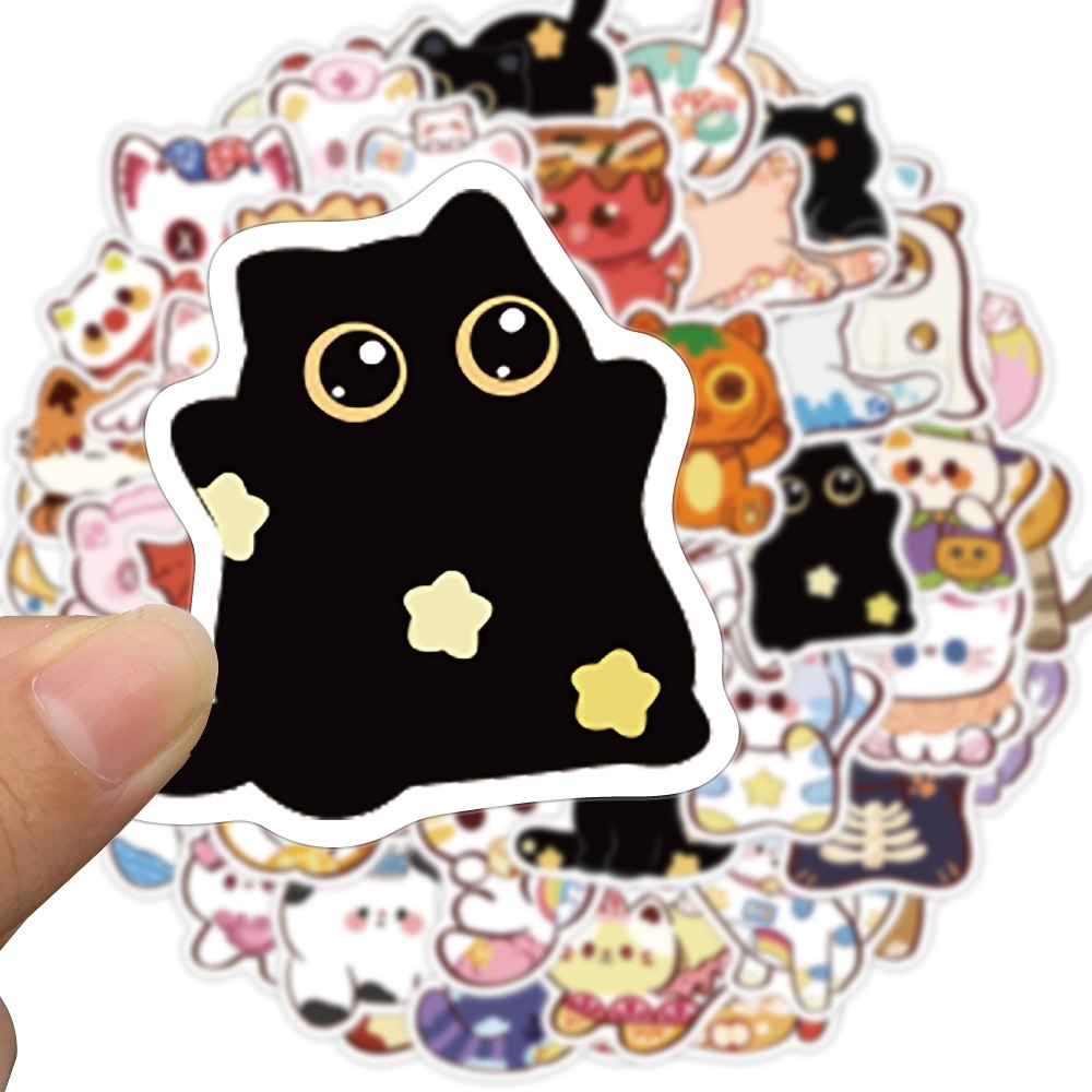 [Large Sticker]50PCS Cartoon Kawaii Cat Cute Kitty Animals Graffiti ...