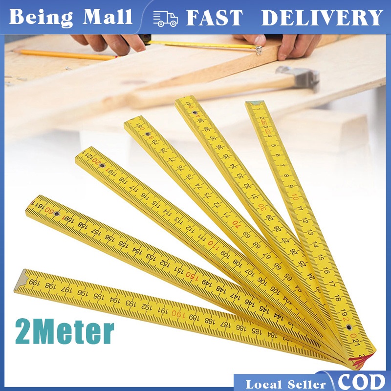 2 Meter Carpenters Folding Folding Wood Rule Double Measurements ...
