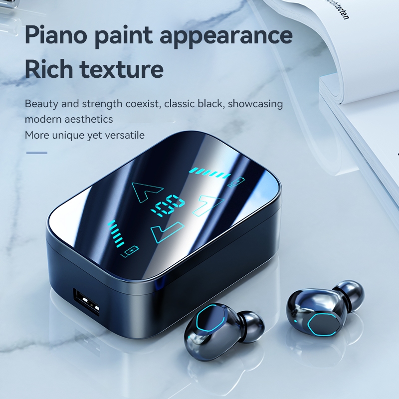 SPRISE M48 Mirror Wireless Bluetooth Earphone Noise Cancelling Earbuds TWS Bass Slider Headset Button Control