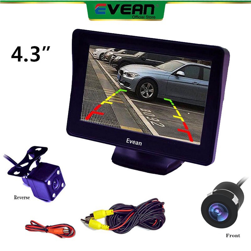 Evean 4.3 Inch IPS Car Monitor Two Way Input with Night Vision Reverse ...