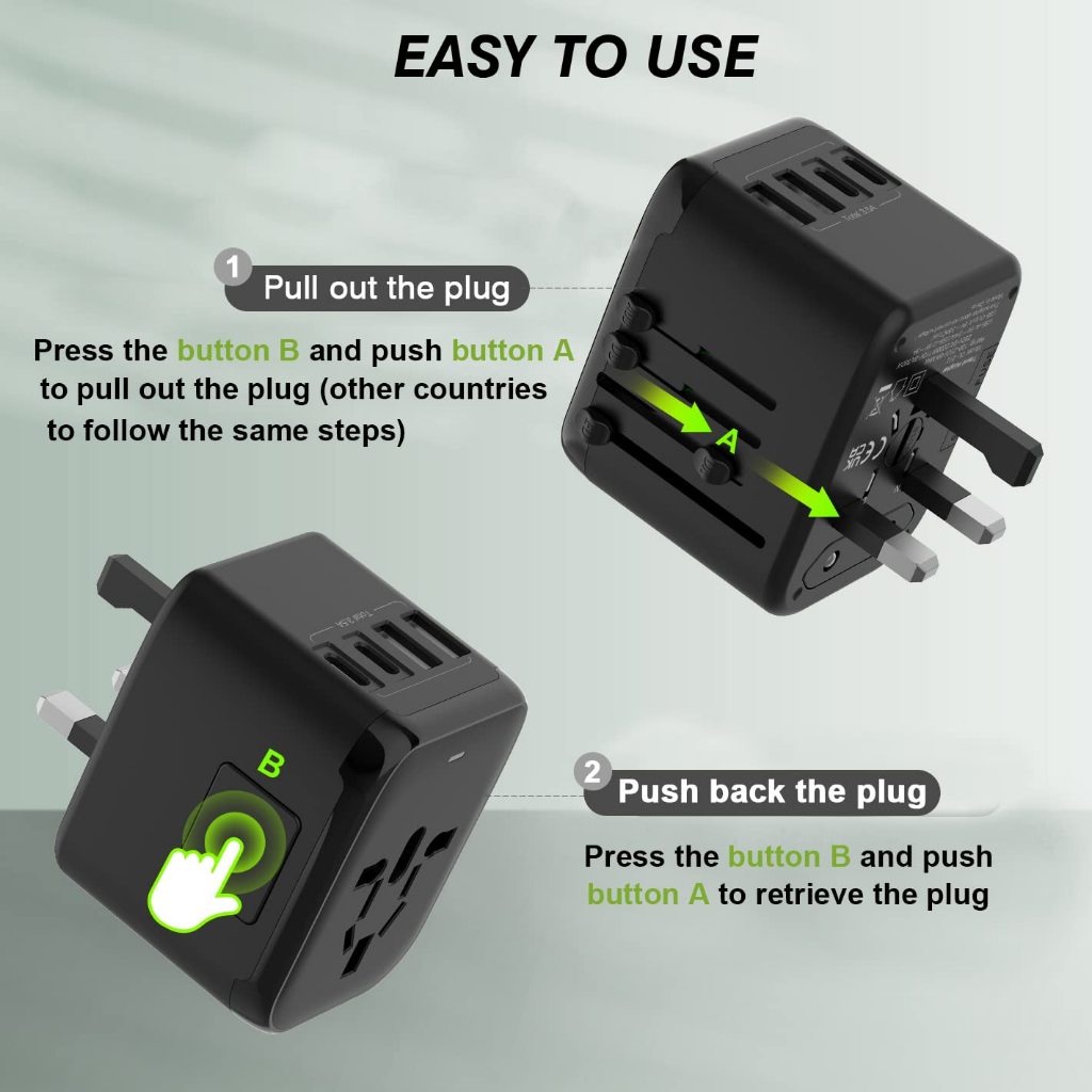 Universal International Power Travel Plug Adapter 5 in 1 European ...
