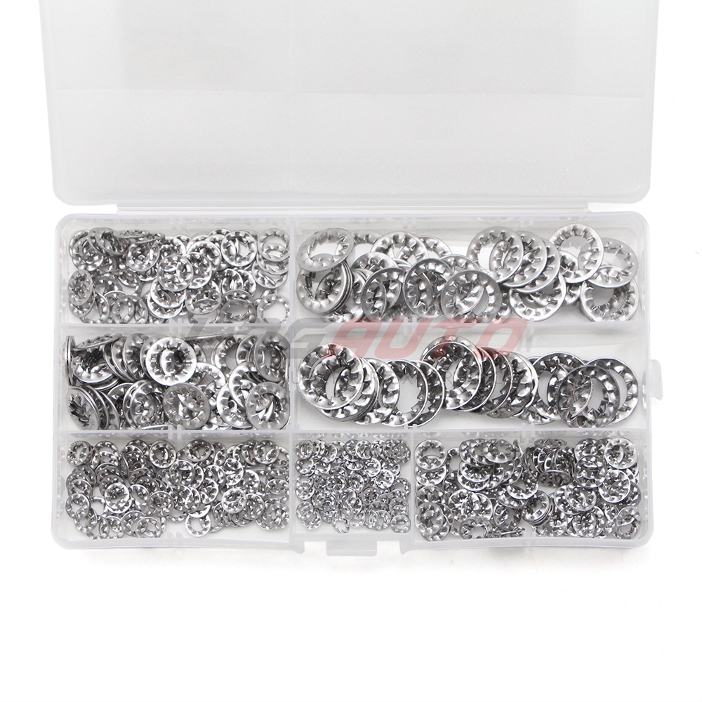 Pack of 390 Serrated Lock Washer Internal Tooth Assortment Set M3 M4 M5 ...