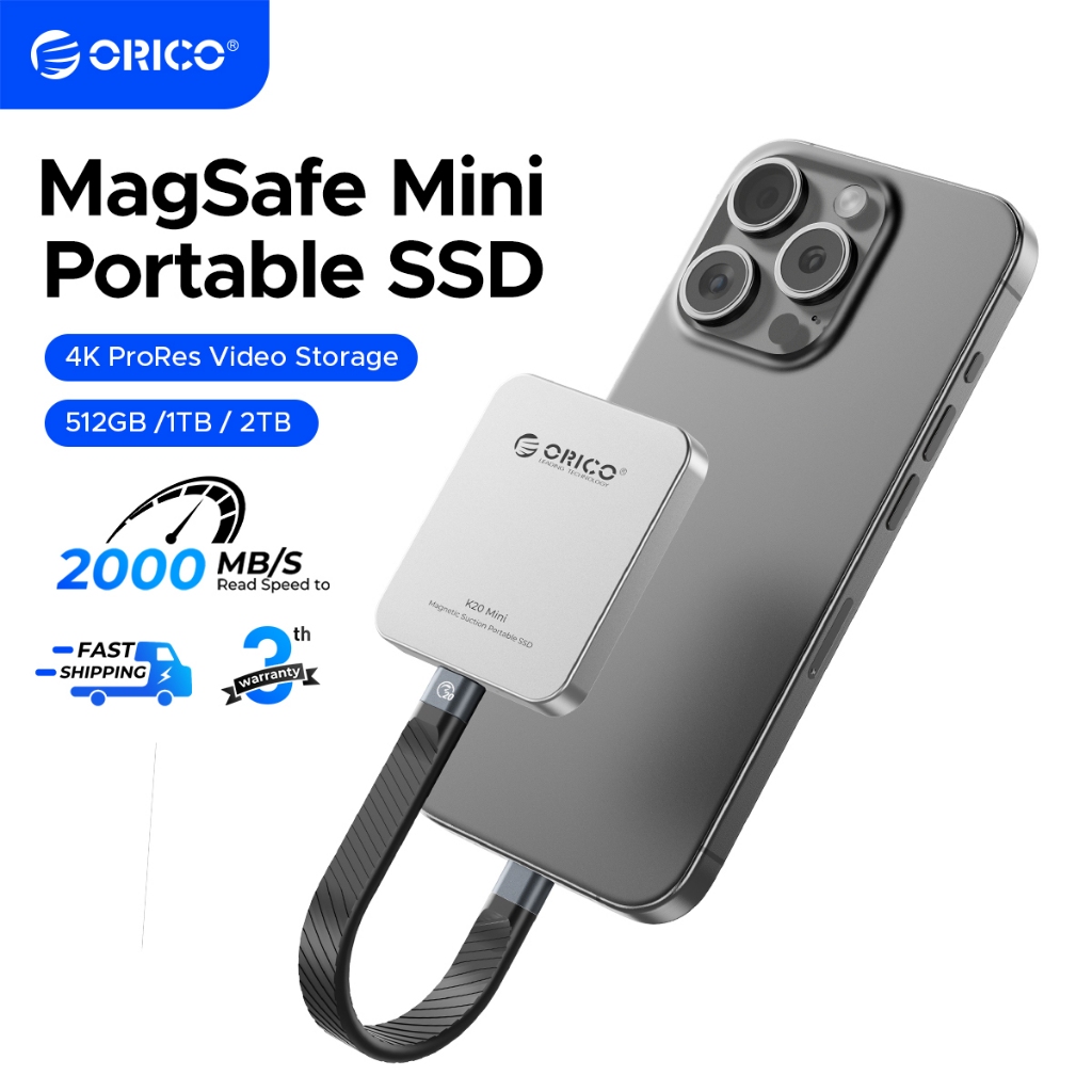 ORICO Mini External SSD for iPhone 16 15 Pro/Max ProRes 2000MB