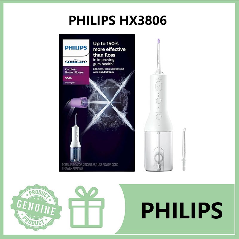 Philips Sonicare HX3806 Cordless Power Flosser 3000 Oral Irrigator w ...