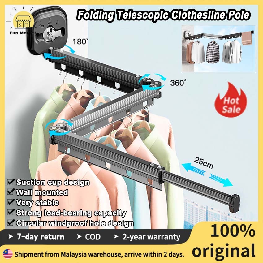 【Local delivery】Folding Clothes Rack Aluminum Clothes Hangers Black ...