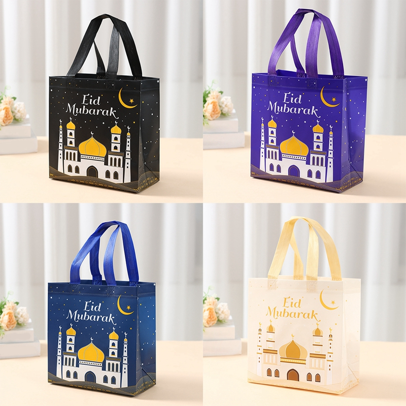 Raya Decoration Multicolor Eid Mubarak Non-Woven Bags Islamic Castle ...