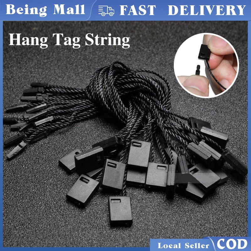 thumbnail image 2 of Tag Gun Hooks 600-Pack Nylon Hang Tag Strings - Black/White (9.4" With Snap Lock) Shoe Tags For Sneakers 2 of 12