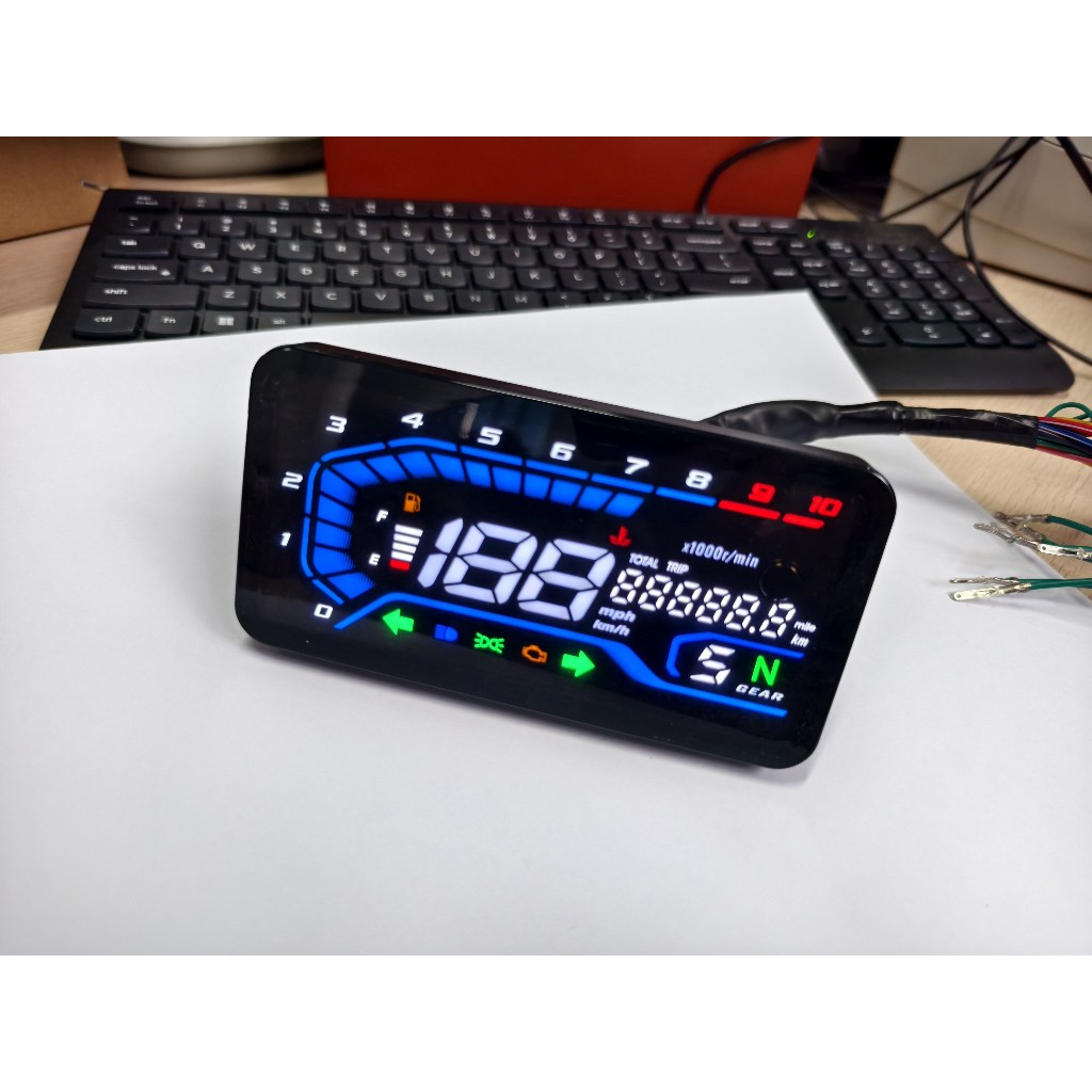 Universal 12V LED Waterproof Digital Motorcycle RPM Speedometer Modify ...