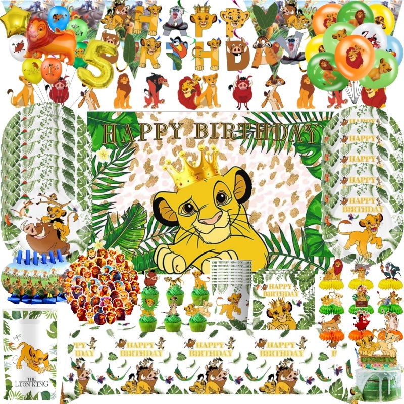 Lion King Simba Birthday Party Decorations Disposable Tableware ...