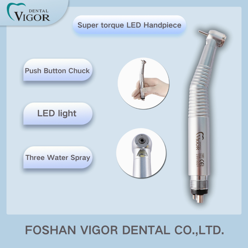Vigor Dental Super torque LED high speed handpiece Push button chuck 4 ...