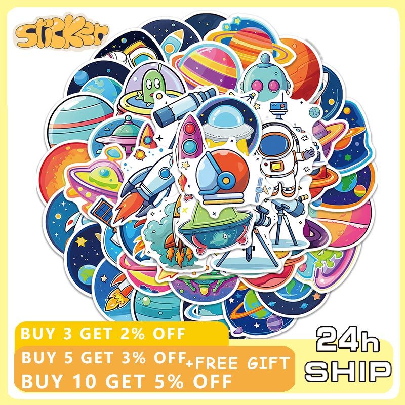 50PCS Space Astronaut Space Planet Stickers DIY Laptop Phone Luggage ...