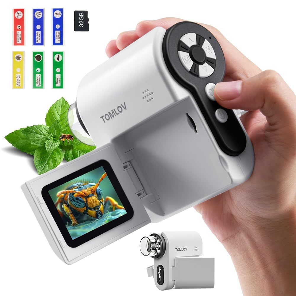 TOMLOV 2'' LCD Handheld Digital Microscope Telescope Video Recording DV ...