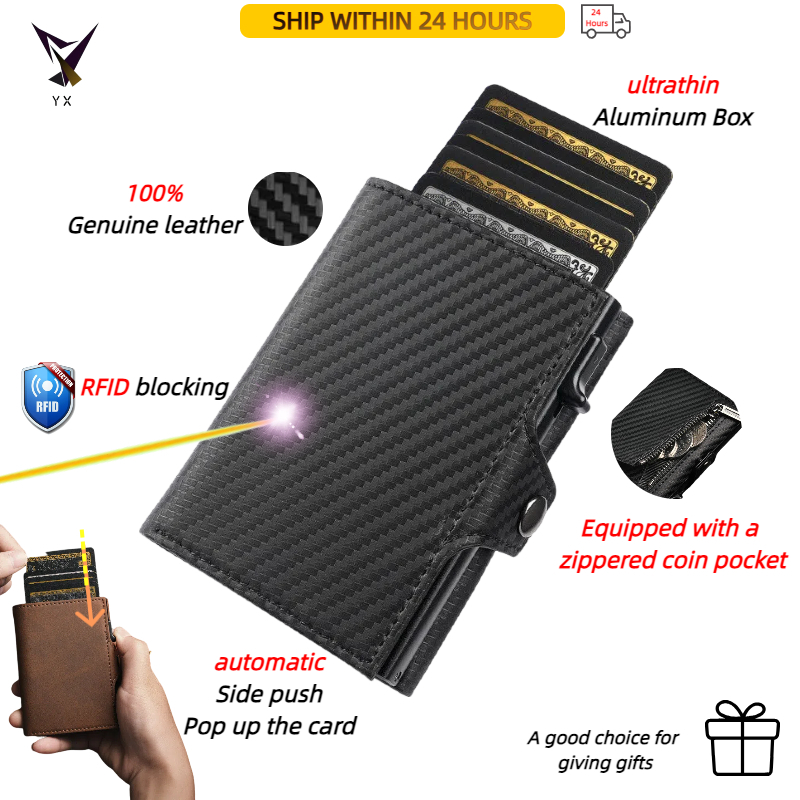 Men's Tri-Fold Card Holder Side Push Automatic Elastic Card Type RFID ...