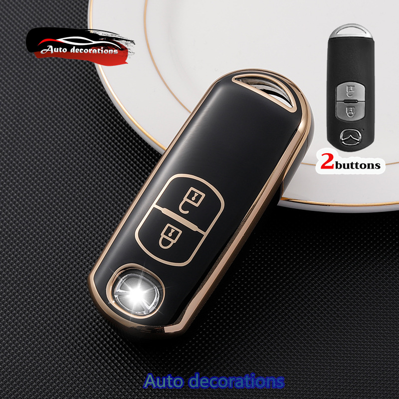 Mazda Key Case with Gold Edge & Keychain for Mazda 2/3 CX-5 CX-3 ...
