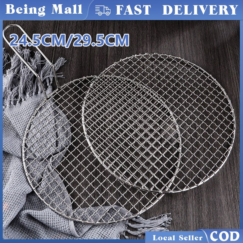 Barbecue Rack With Handle Stainless Steel Round BBQ Grill Net Meshes ...