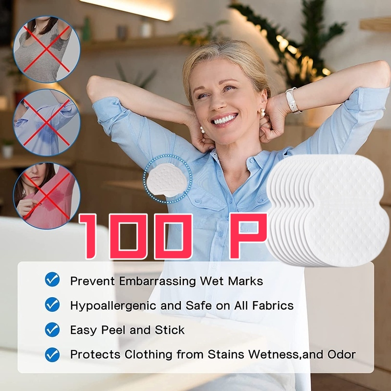 100PCS Antiperspirant Underarm Sticker Pads Armpits Linings Disposable ...