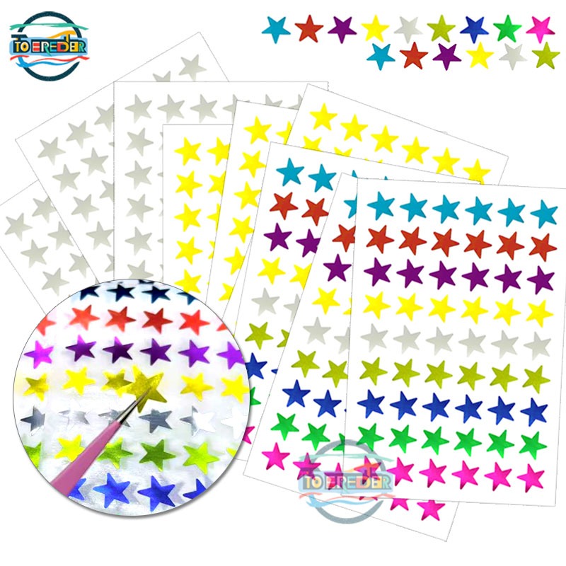 10sheets 540pcs colorful golden silvery star stickers Five pointed star ...