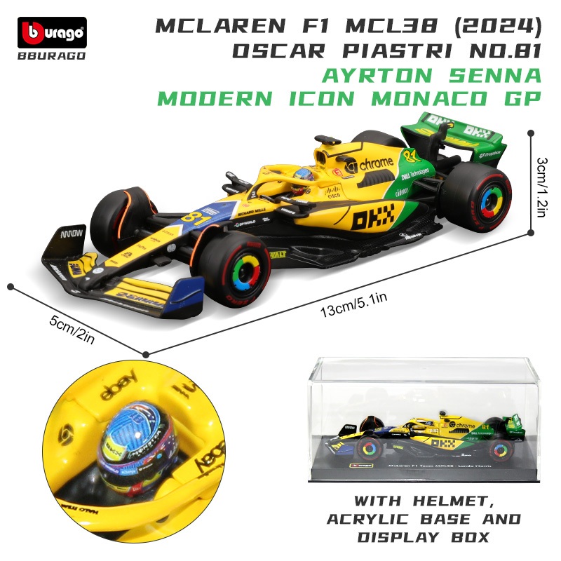 Bburago 1:43 2023 Monaco GP Mclaren MCL60 #4 Lando Norris #81