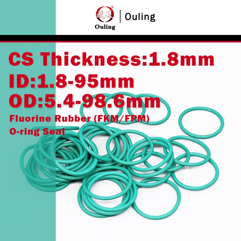 Ouling CS1.8mm O-Ring ID1.8-95 OD5.4-98.6mm Green FKM Fluorine Rubber ...