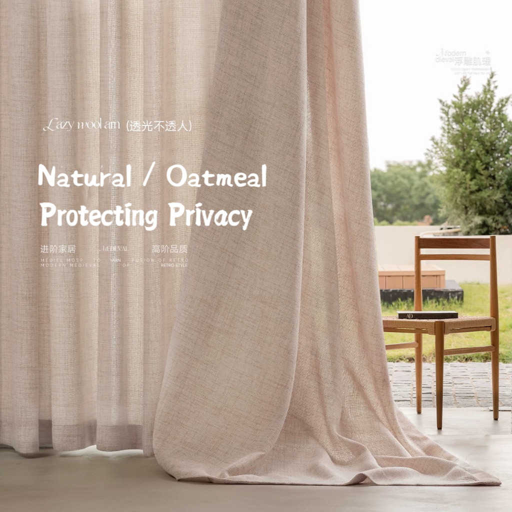 Linen Day Curtain for Living Room Langsir murah Half Long Length Light ...