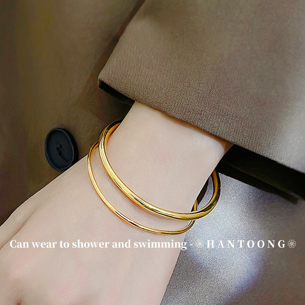 Gelang Tangan Perempuan 24K Gold Plated Titanium Bangle Bracelet for