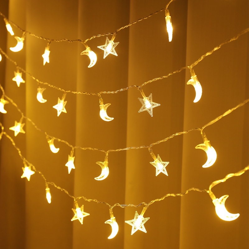 【No Battery】Moon Star Eid Mubarak String Light 2025 Ramadan Decoration ...