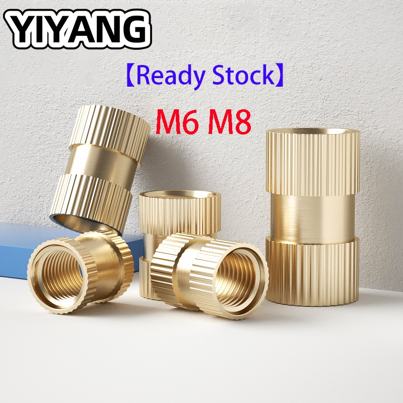 Ready Stock/1PCSBrass Thread Insert Nut M6 M8 Straight Knurled Embedded ...