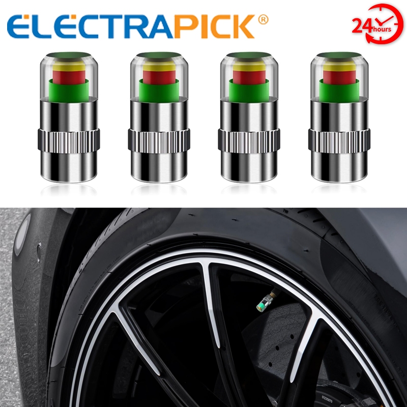 4-Pack Car Tire Valve Stem Caps – Pressure Sensor Indicator Alerts (Color May Vary)