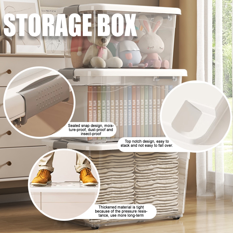 Transparent Storage Box Bekas Kotak Simpan Baju Roda Storage ...