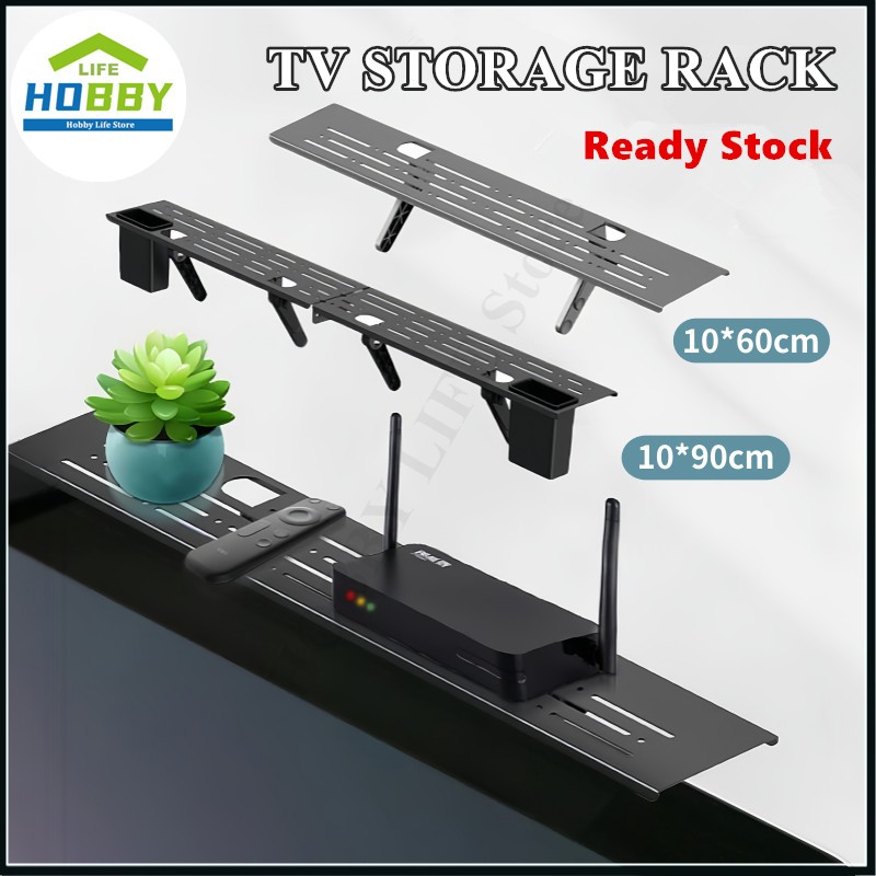 [ STOCK IN MY] TV Storage Rack Monitor Stand Punch-free Adjustable ...