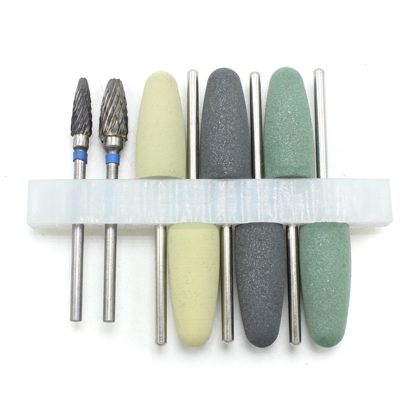 8Pcs/set Dental Resin Base Acrylic Polishing Burs Kit Drill Polisher ...