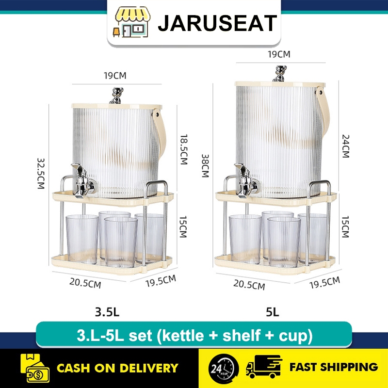 JARUSEAT 3.5/5L Holder+Jug Water Container with Faucet Large-capacity ...