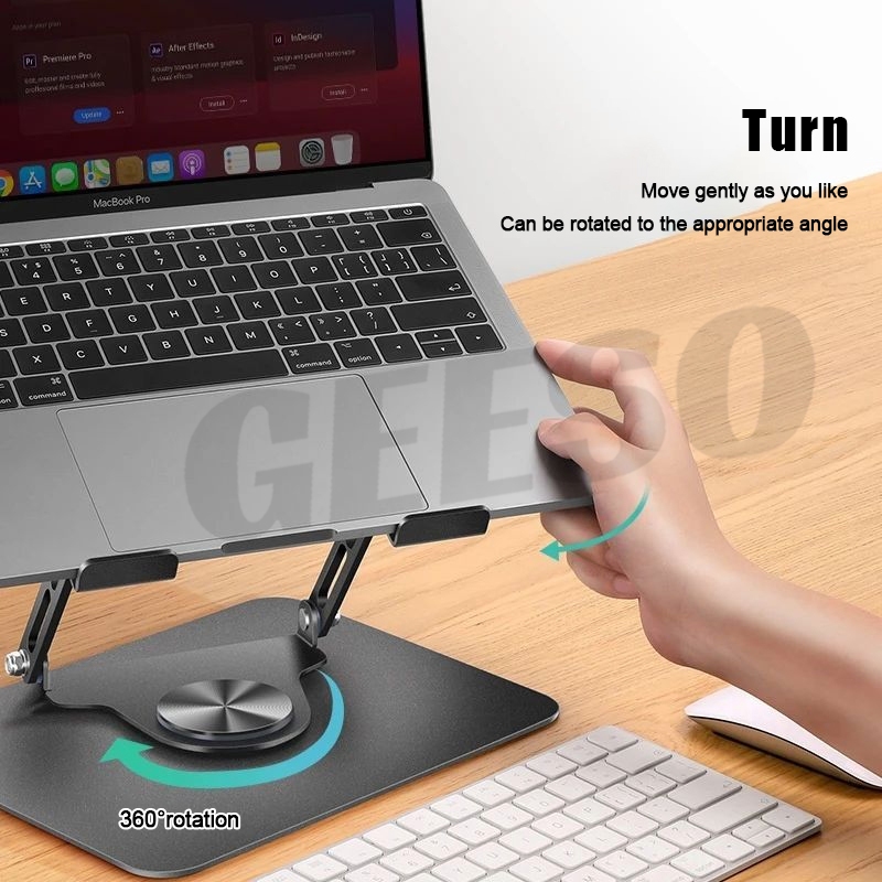 GEESO 360° Rotating Laptop Stand – Foldable, Height Adjustable, for 10 ...