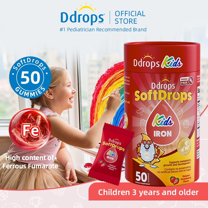Ddrops Softdrops Kids Iron Gummy. Improves Anemia, Allergy-Friendly ...