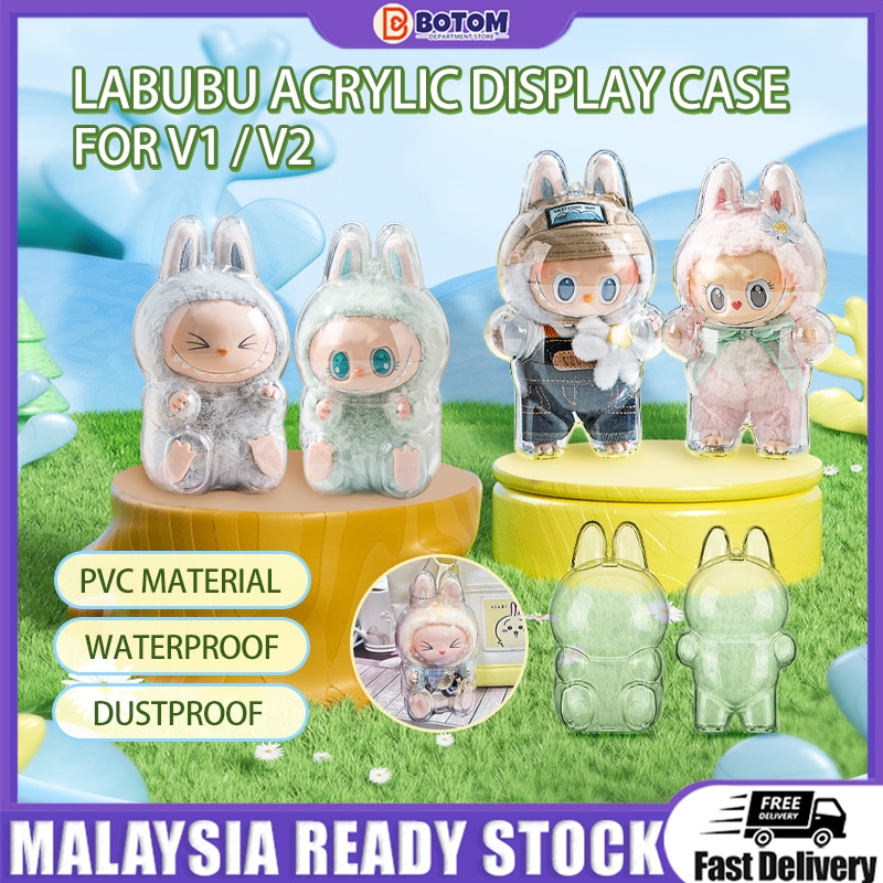 BOTOM Labubu Protective Case V1/V2 Acrylic Popmart Figurine Display Box ...