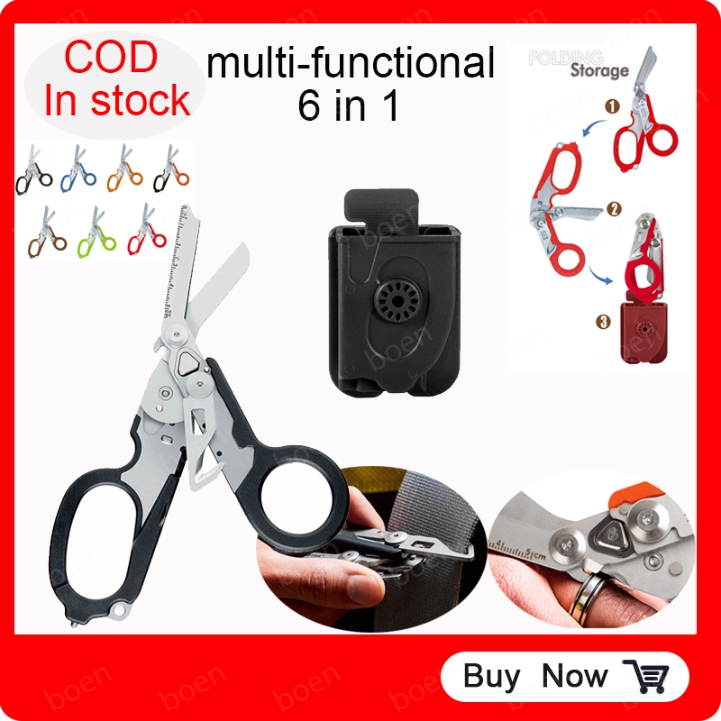 6 in 1 Emergency Shears Foldable Medical Scissors multi-functional ...