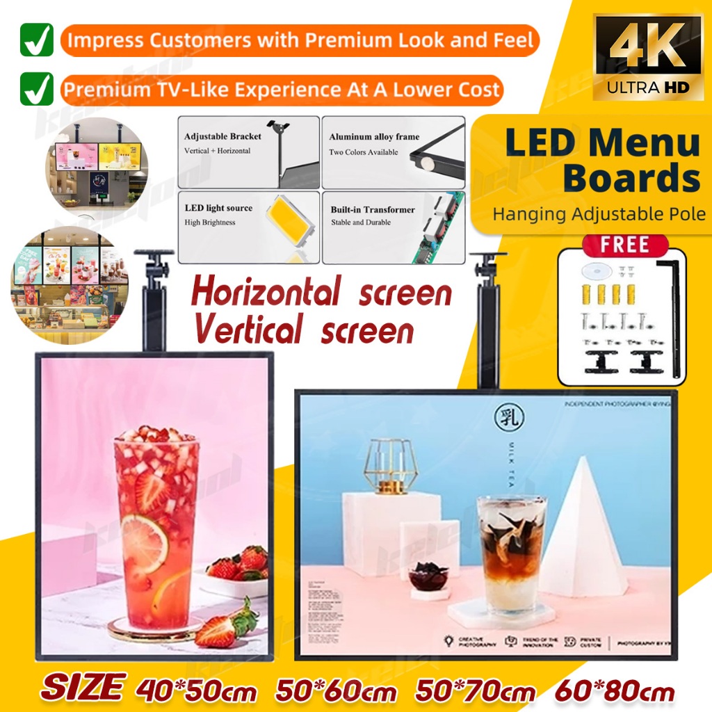 LED Menu Board Backlit Ad Poster Fast Food Restaurant Light Box Sign ...