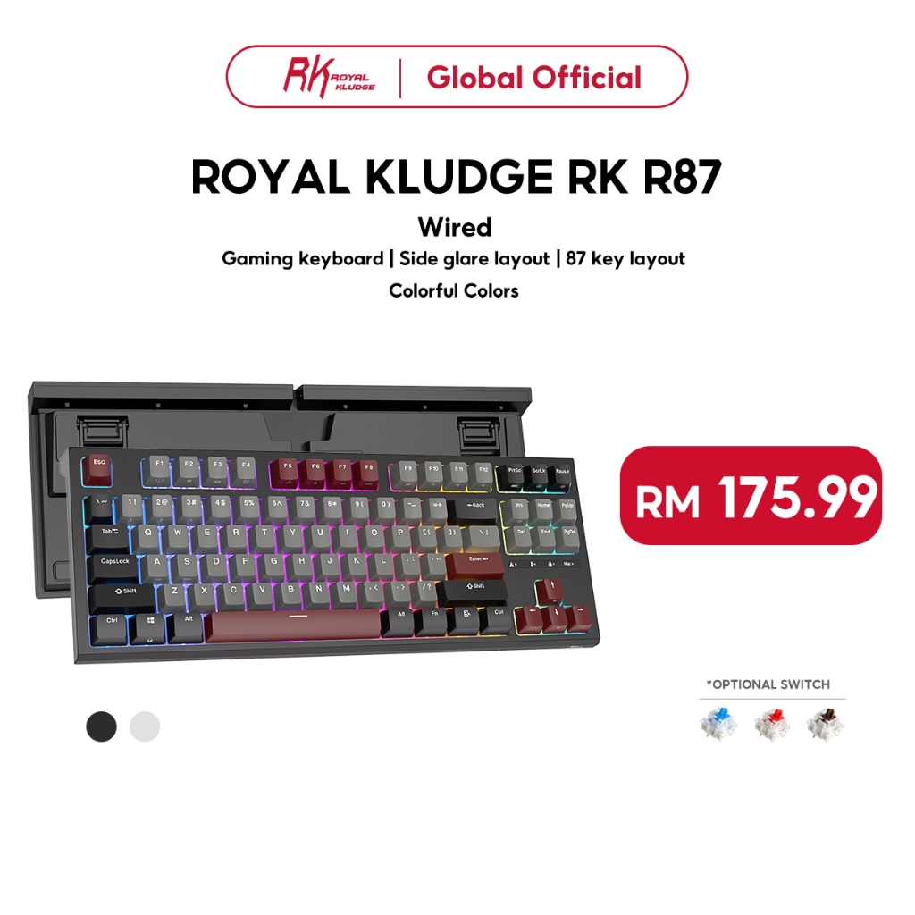 NEW Royal Kludge RK R87 87 Key Wired Professional Game Hotswap ...