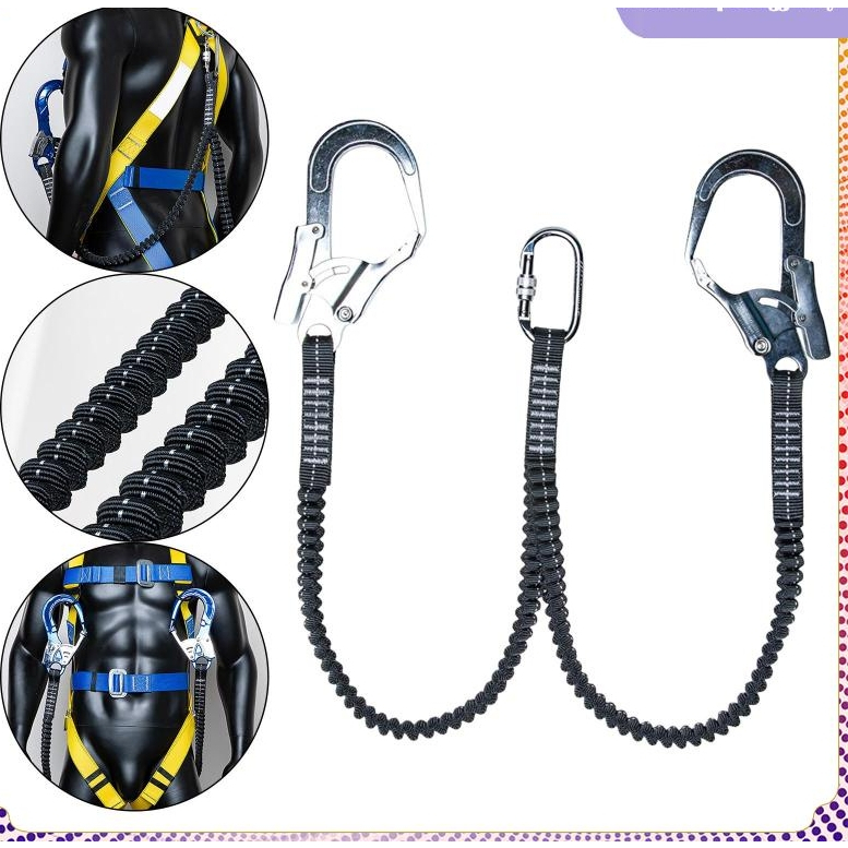 Protective Harness Fall Protection Lanyard with Hook Construction 弹力安全绳 ...