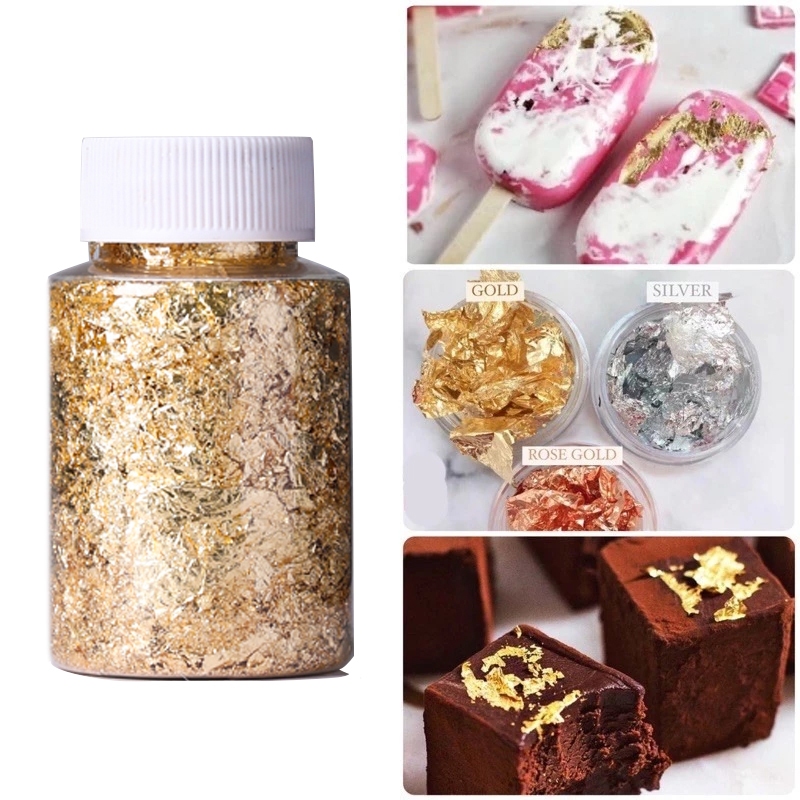 12PCS Edible Grade Genuine Gold Leaf Sheet Schabin Flakes 2g 24K Gold ...