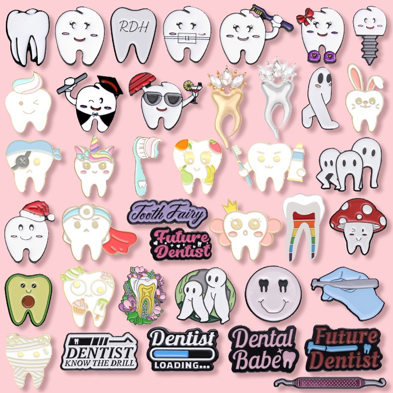 40 Styles of Teeth-protecting Enamel Brooches, Toothbrushes, Toothpaste ...