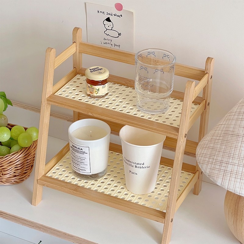 Desktop Storage,2Layers Bamboo Rack Table Shelf,Organizer Rack,Cup Rack ...