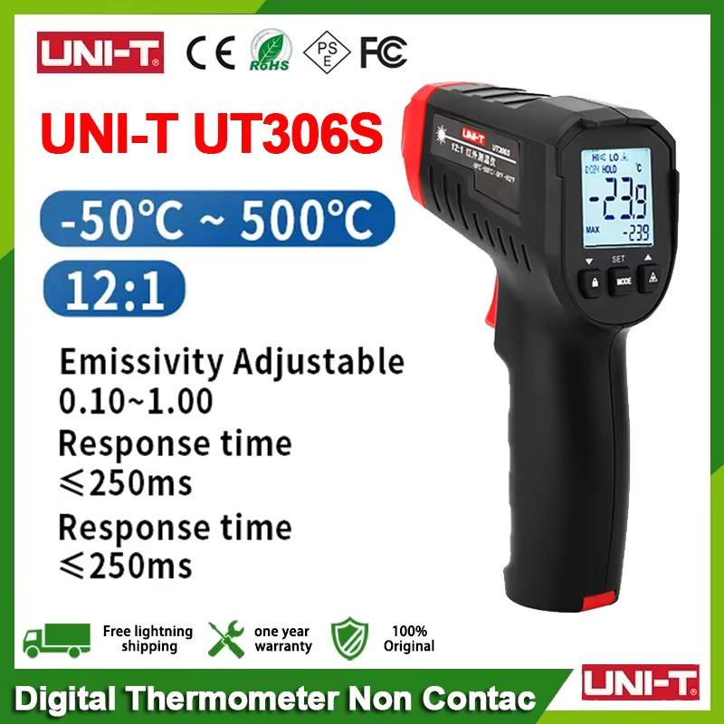 UNIT UT306S UT306C Digital Thermometer -50℃ ~ 500℃ Non-contact ...