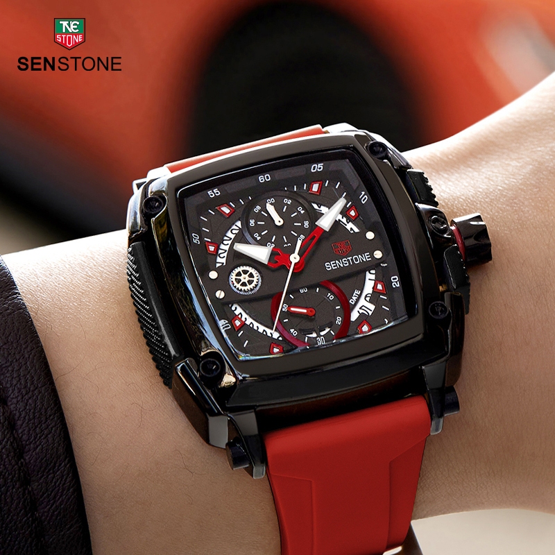 SENSTONE Jam Tangan Lelaki Original Waterproof Stainless Steel
