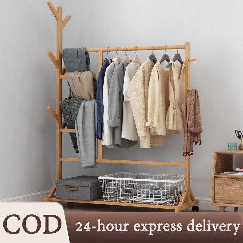 Solid Bamboo Floor Hanger Hat Rack Furniture Coat Rack Tree Branch Coat ...